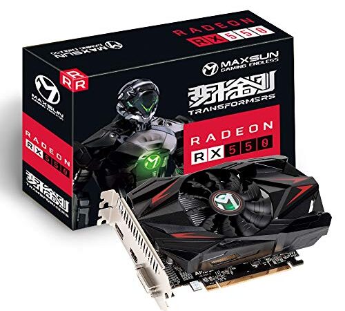 Tarjeta Grafica MAXSUN AMD Radeon RX 550 4 GB GDDR5 Tarjeta gráfica ITX para Videojuegos en PC GPU 128 bits DirectX 12 PCI Express X16 3.0 DVI-D Dual Link, HDMI, DisplayPort