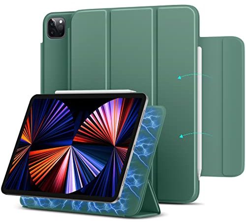 Vobafe Funda Magnética para iPad Pro de 12,9 Pulgadas 2021/2020/2018 (5.a/4.a/3.a generación), Smart Cover con Auto-Sueño/Estela, para iPad Pro de 12.9, Carga Inalámbrica del Pencil 2, Pino Verde