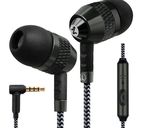 Auriculares-Micrófono-Cascos-Cable-Alambricos, Auriculares In Ear LUDOS Aurora, Auriculares con Microfono y Auriculares con Cable Trenzado y Jack 3.5, Cascos Musica con Aislamiento del Sonido