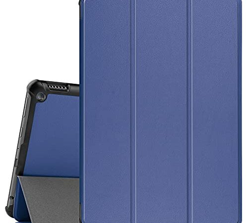 FANRTE Funda para tableta Amazon Kindle Fire HD 10 y 10 Plus completamente nueva (11a generación, versión 2021) - Funda PU con soporte para y activación / suspensión automática(Azul oscuro)