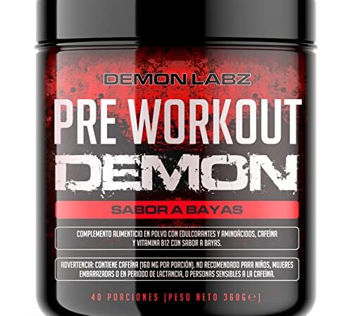 Pre Workout Demon - Suplemento Potente pre-Entreno con Creatina, Cafeína, Beta-Alanina y Glutamina (Frutas del Bosque)