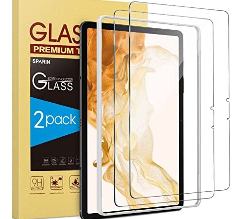 SPARIN 2 Pack Protector de Pantalla Compatible con Samsung Galaxy Tab S8 y Galaxy Tab S7 (11 Pulgadas), Cristal Templado con Dureza 9H, Resistente a los arañazos