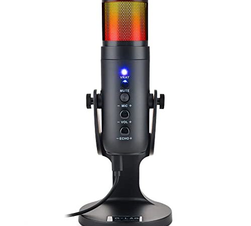 THE G-LAB K-Mic Natrium Gaming Microphone RGB - Audio, Soporte antivibración - Micrófono USB de sobremesa Ideal para Gaming, Streaming, Twitch, Youtube para PC/PS4/PS5 - Nuevo 2022