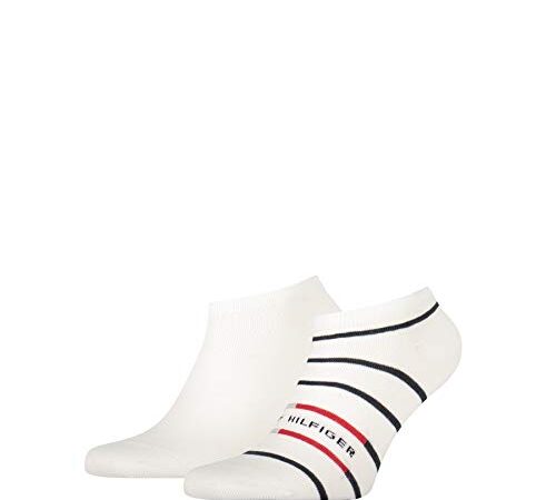 Tommy Hilfiger Breton Stripe Men's Sneaker-Trainer Socks (2 Pack) Calcetines, Blanco, 39-42 para Hombre