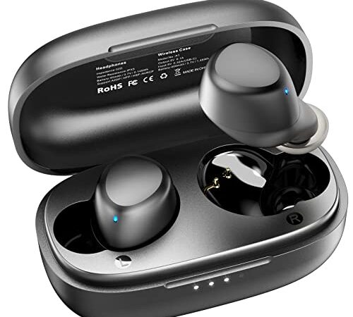 TOZO A1 Mini Auriculares inalámbricos Bluetooth 5.3 en la Oreja Auriculares livianos Micrófono Incorporado, Auriculares con Sonido Premium inmersivo (Compatible para Orejas pequeñas), Negro