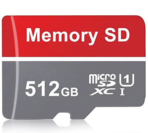 Tuyer Tarjeta Micro SD 512 GB Alta Velocidad Tarjeta de Memoria Micro SD Impermeable Tarjeta SD 512 GB Micro SD Card para Móvil, Gopro, Dron, Tableta, Cámara Deportiva, Etc.