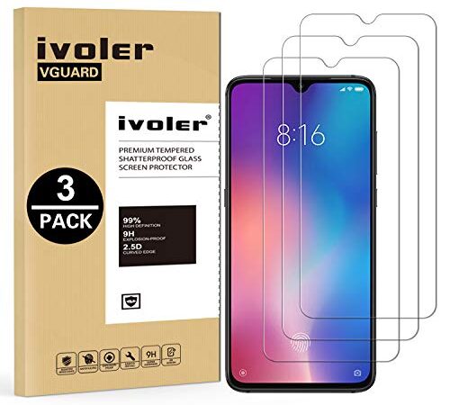 VGUARD [3 Piezas] Protector de Pantalla para Xiaomi Mi 9, Cristal Vidrio Templado Premium para Xiaomi Mi 9