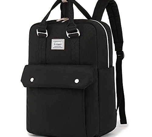 FUXINGYAO Mochila Impermeable,Para PortáTiles De Hasta 15,6 Pulgadas Con Conector Para Auriculares Y Bolsillo Antirrobo. Mochila De Trabajo Escolar De Estudio Diario, Negro.