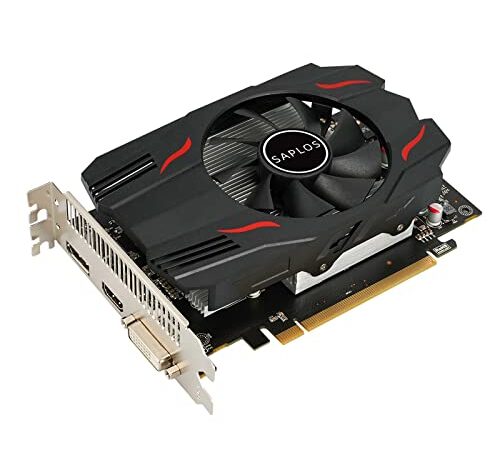 SAPLOS Radeon RX 550 Tarjeta Gráfica, 4GB, GDDR5, 128-bit, DisplayPort DVI-D HDMI, Diseño ITX, Tarjeta de vídeo para PC, Salida 4K, Computer GPU, DirectX 12