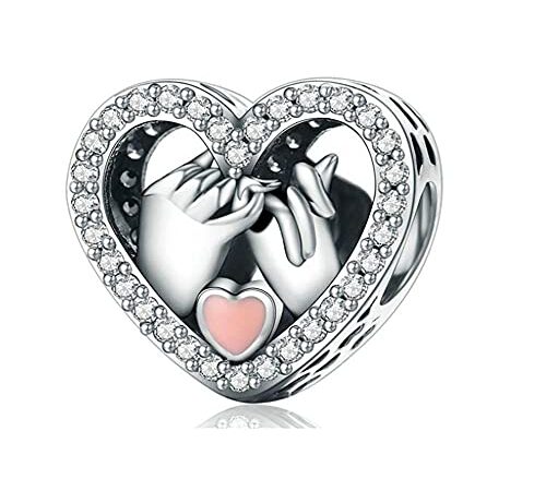 Annmors Abalorios Charms Colgantes de Cardioide Día de San Valentín Cuentas Plata de Ley 925 con Circonita cúbica Transparente Compatible con Pulsera & Europeo,Charms para Mujer Niña