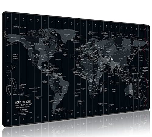 Anpollo Alfombrilla de ratón para Juegos 900 x 400 Alfombrilla ratón con Mapa del Mundo, Base de Goma Antideslizante, Adecuada para Jugadores, PC y portátil