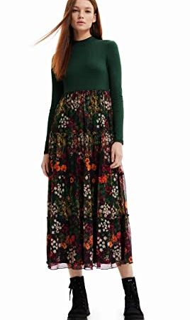 Desigual Vest_Free Garden 4009 Green Bottle Vestido Informal, Verde, M para Mujer