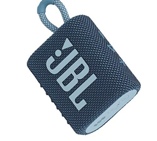 JBL GO 3 - Altavoz inalámbrico portátil con Bluetooth, resistente al agua y al polvo (IP67), hasta 5h de reproducción con sonido de alta fidelidad, azul