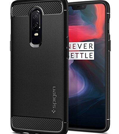 Spigen Rugged Armor OnePlus 6 Funda con Absorción de Choque Resistente y diseño de Fibra de Carbono OnePlus 6 (2018) - Negro