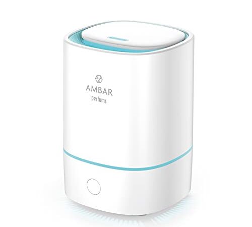 Ambar Perfums Humidificador Ultrasónico y Ultrasilencioso 2.0. Bienestar Natural con esencias Ambar Tecnología Fusión, colores LED con modo fijo o intermitente. Apagado automático. Más de 8h non-stop.