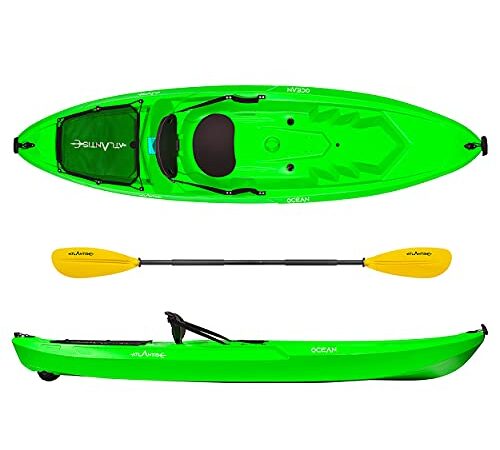 ATLANTIS Kayak Canoa Ocean Verde Lime - Respaldo + Rueda + remo