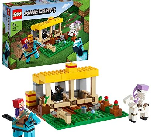 LEGO 21171 Minecraft El Establo de los Caballos de Juguete para Niños y Niñas de 8 Años o Más, Animales de Granja, Mini Figuras, Regalos de Videojuego