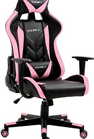 T-LoVendo TLV-RX-Pink Silla Gaming Oficina Racing Sillon Gamer Racer X Profesional Videojuegos PC, Rosa, Universal