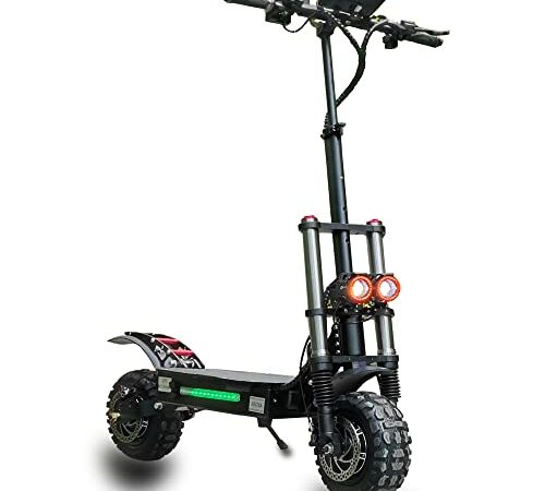 HWWH Scooter Eléctrico Plegable Patinete Electrico Todoterreno Adultos Acelerador Puños Giratorios Potente Dual Motor 11 Pulgadas Neumáticos sin Cámara Todo Terreno Batería de Litio de 60V 38Ah