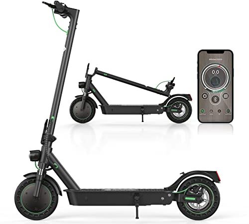 isinwheel S9MAX Patinete Electrico - Larga Duración de 35 km, Velocidad Máx 25km/h, Motor de 500W, 10" Neumáticos Sólidos Patinete Eléctrico Adultos, Control de Crucero y App, Carga de 120 KG (S9MAX)