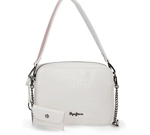 Pepe Jeans Denia, Equipaje Bolsa De Mensajero Mujer, Blanco, 22.5x17x5 Cms