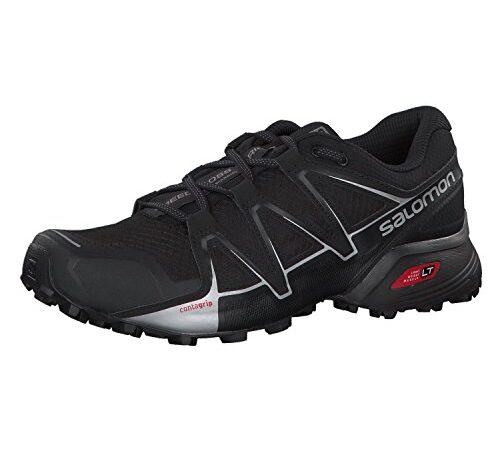 Salomon Speedcross Vario 2 Zapatillas de Trail Running para Hombre, Agarre en superficies duras y blandas, Sujeción del pie, Protección, Black, 42 2/3