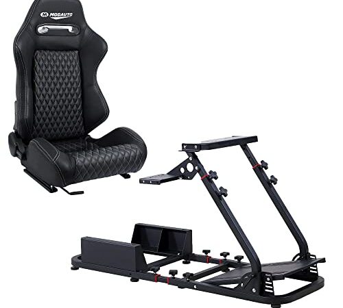 MODAUTO Cockpit SimRacing Gaming. Soporte de Simulacion. Plegable con Asiento Deportivo Backets o Semibaquets Compatible con Logitech G25/G29/G27/G920 Modelo N820A-MN590