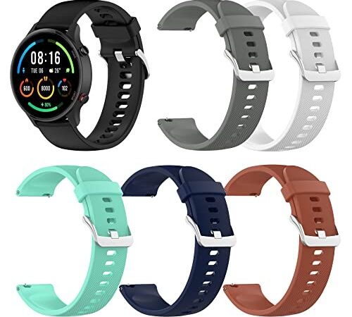 SenMoer 6 Piezas Correas Compatible con Xiaomi Mi Watch / Xiaomi Watch Sport / Xiaomi Watch Color 2 / Xiaomi S1 Active , Correa de Reemplazo Deportiva Silicone Pulsera